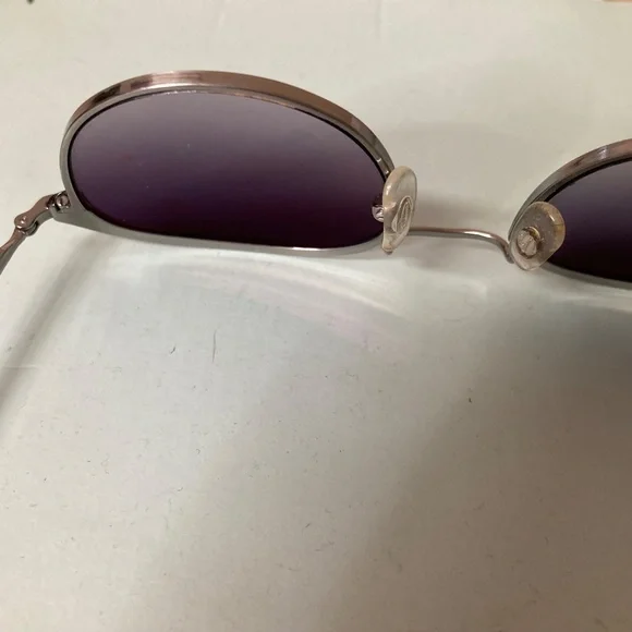 Sama Titanium Sunglasses Silvertone Frame Round Lenses Grey  display picture 3